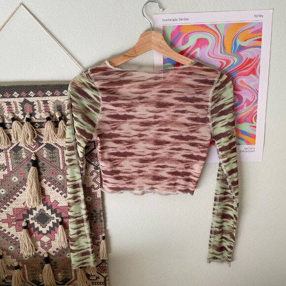 Pacsun mesh long sleeve crop top - rave festival retro y2k style - Picture 3 of 4